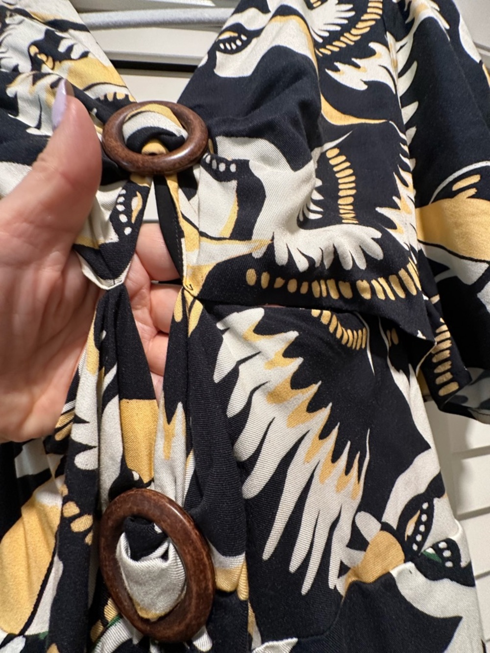 Farm Rio Black, White & Green Printed Jumpsuit with Yellow Accents - Picture 2 of 6